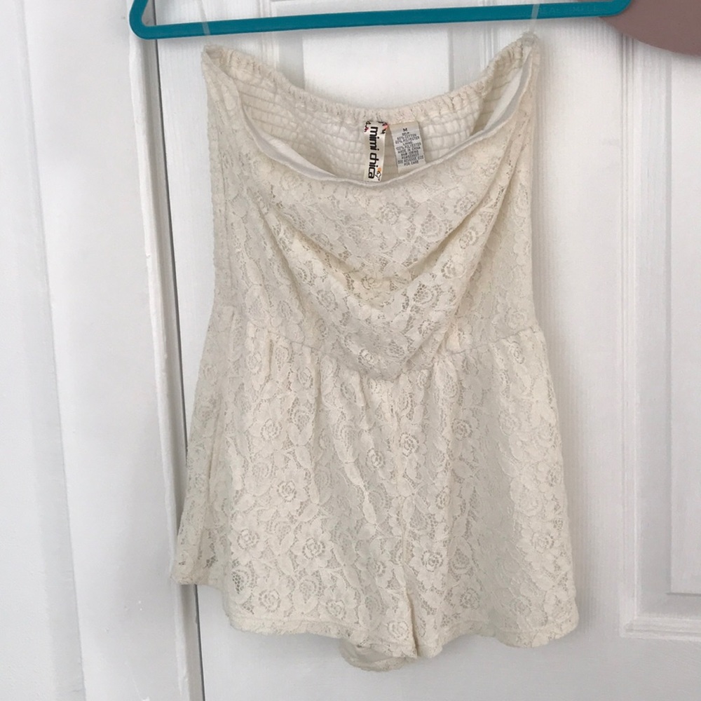 Strapless lace romper